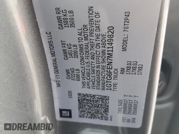 2021 GMC Canyon 4WD AT4 w/Leather with VIN 1GTG6FEN7M1149820, listed as a Copart auction lot 47602535 with 43,412 mi miles and Salvage Title. Bid and sale history available at carsss.com. Image 12.
