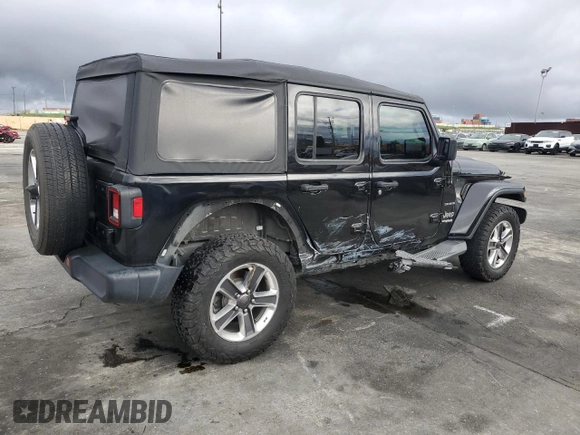 2018 Jeep Wrangler Unlimited Sahara z VIN 1C4HJXEN0JW331477, wystawiony jako Copart lot #49520785 z przebiegiem 98 413 mil mil oraz Szkoda całkowita • Salvage title. Historia ofert i sprzedaży dostępna na DreamBid. Obrazek 3.