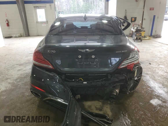 2019 Genesis G70 Dynamic with VIN KMTG34LE2KU019750, listed as a Copart auction lot 43602185 with 23,027 mi miles and Salvage Title. Bid and sale history available at DreamBid. Image 6.