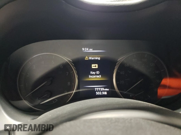 2020 Infiniti Q50 Red Sport 400 with VIN JN1FV7AR5LM660326, listed as a Copart auction lot 50599215 with 77,739 mi miles and Salvage Title. Bid and sale history available at carsss.com. Image 9.