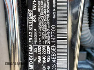 2014 Mercedes-Benz CLA 250 with VIN WDDSJ4EB5EN147700, listed as a Copart auction lot 57957115 with 135,229 mi miles and Salvage title. Bid and sale history available at DreamBid. Image 13.
