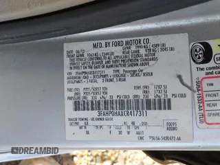 2012 Ford Fusion SE with VIN 3FAHP0HAXCR417311, listed as a IAAI auction lot 42548996 with 131,351 mi miles and . Bid and sale history available at DreamBid. Image 9.