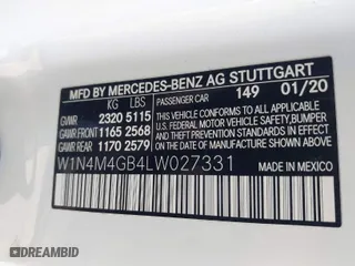 2020 Mercedes-Benz GLB with VIN W1N4M4GB4LW027331, listed as a IAAI auction lot 41691859 with 26,701 mi miles. Bid and sale history available at carsss.com. Image 9.