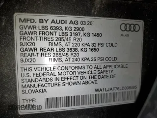 2020 Audi Q7 Premium Plus z VIN WA1LJAF76LD008485, wystawiony jako Copart lot #41886913 z przebiegiem 25 684 mil mil oraz . Historia ofert i sprzedaży dostępna na DreamBid. Obrazek 14.