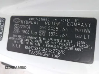2005 Hyundai Accent GLS with VIN KMHCG35C45U327283, listed as a IAAI auction lot 41585862 with 85,791 mi miles. Bid and sale history available at carsss.com. Image 9.