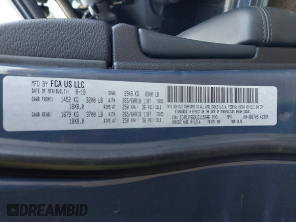 2020 Jeep Grand Cherokee Limited with VIN 1C4RJFBG9LC115846, listed as a IAAI auction lot 41691586 with 43,909 mi miles and . Bid and sale history available at DreamBid. Image 9.