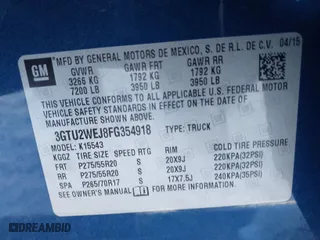 2015 GMC Sierra 1500 Denali with VIN 3GTU2WEJ8FG354918, listed as a IAAI auction lot 41540022 with 98,990 mi miles. Bid and sale history available at carsss.com. Image 9.