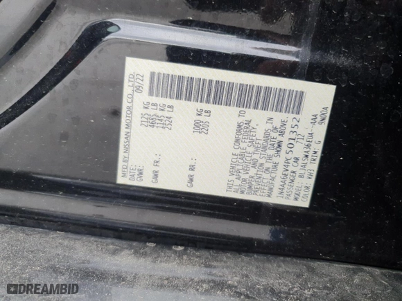 2023 Nissan Maxima SR with VIN 1N4AA6EV4PC501352, listed as a Copart auction lot 48294995 with 66,266 mi miles and Salvage Title. Bid and sale history available at carsss.com. Image 15.