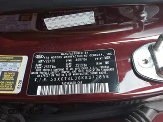 2019 Kia Optima LX with VIN 5XXGT4L36KG377856, listed as a IAAI auction lot 42615007 with 37,647 mi miles and . Bid and sale history available at DreamBid. Image 9.