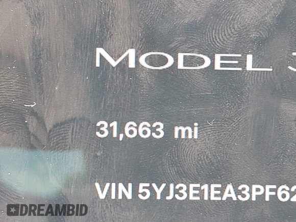 2023 Tesla Model 3 with VIN 5YJ3E1EA3PF623114, listed as a IAAI auction lot 41710385 with 31,663 mi miles and . Bid and sale history available at carsss.com. Image 15.