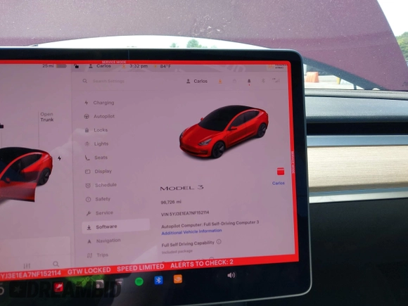 2022 Tesla Model 3 with VIN 5YJ3E1EA7NF152114, listed as a IAAI auction lot 42097399 with 96,726 mi miles. Bid and sale history available at carsss.com. Image 18.