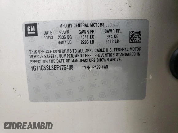 2014 Chevrolet Malibu LT with VIN 1G11C5SL3EF176408, listed as a Copart auction lot 81895924 with 72,718 mi miles and Salvage Title. Bid and sale history available at DreamBid. Image 24.