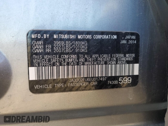 2014 Mitsubishi Lancer ES with VIN JA32U2FU6EU017497, listed as a Copart auction lot 51835995 with 146,874 mi miles and Salvage Title. Bid and sale history available at carsss.com. Image 15.