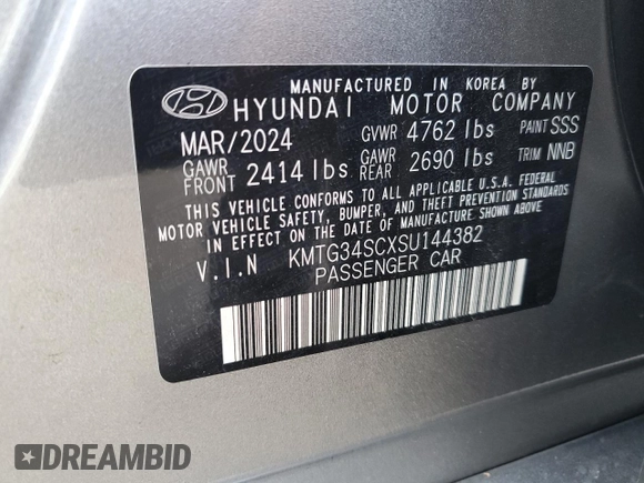 2025 Genesis G70 2.5T with VIN KMTG34SCXSU144382, listed as a Copart auction lot 53291695 with 3,465 mi miles and Non repairable. Bid and sale history available at DreamBid. Image 12.