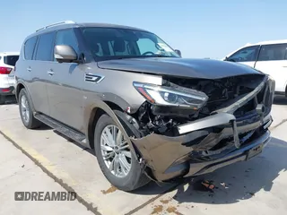 2019 Infiniti QX80 Luxe z VIN JN8AZ2NF3K9682281, wystawiony jako IAAI lot #41802102 z przebiegiem 103 789 mil mil oraz . Historia ofert i sprzedaży dostępna na DreamBid. Obrazek 1.