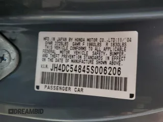 2005 Acura RSX with VIN JH4DC54845S006206, listed as a Copart auction lot 76715504 with 145,074 mi miles and Clean Title. Bid and sale history available at carsss.com. Image 12.