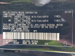 2022 Lexus GX 460 Premium with VIN JTJAM7BX4N5319498, listed as a IAAI auction lot 42202260 with 24,800 mi miles and . Bid and sale history available at DreamBid. Image 9.