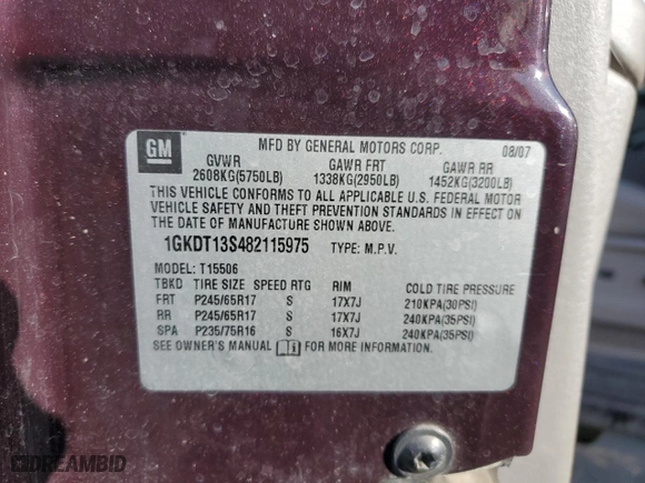 2008 GMC Envoy SLE2 with VIN 1GKDT13S482115975, listed as a Copart auction lot 54403214 with 157,039 mi miles and Salvage Title. Bid and sale history available at carsss.com. Image 12.