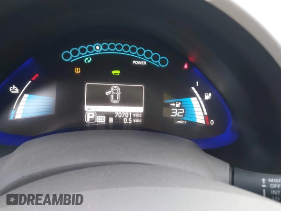 2013 Nissan LEAF SL with VIN 1N4AZ0CP2DC411719, listed as a IAAI auction lot 42455433 with 70,701 mi miles and . Bid and sale history available at DreamBid. Image 13.
