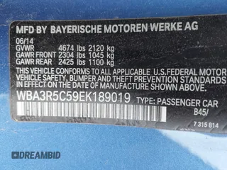 2014 BMW 4 Series 435i xDrive z VIN WBA3R5C59EK189019, wystawiony jako IAAI lot #41919215 z przebiegiem 236 908 mil mil oraz . Historia ofert i sprzedaży dostępna na DreamBid. Obrazek 9.