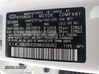 2021 Genesis GV80 with VIN KMUHB4SB9MU036462, listed as a Copart auction lot 48688625 with 57,904 mi miles and Salvage title. Bid and sale history available at DreamBid. Image 13.