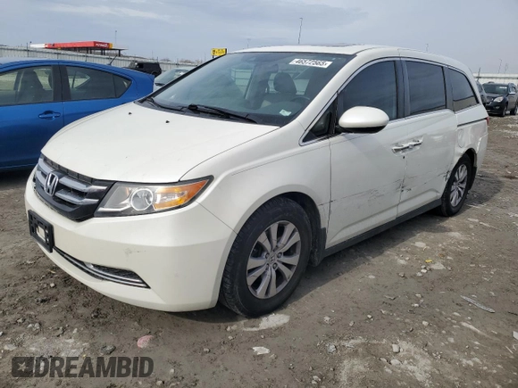 2017 Honda Odyssey EX-L with VIN 5FNRL5H68HB024712, listed as a Copart auction lot 46572565 with 104,917 mi miles and Salvage Title. Bid and sale history available at DreamBid. Image 1.