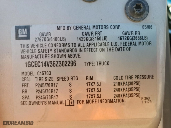2006 Chevrolet Silverado 1500 LS with VIN 1GCEC14V36Z302296, listed as a Copart auction lot 43578885 with 206,902 mi miles and Salvage Title. Bid and sale history available at carsss.com. Image 13.