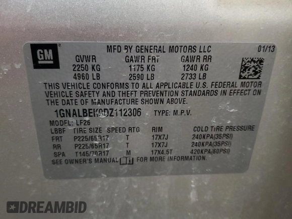 2013 Chevrolet Equinox LS with VIN 1GNALBEK9DZ112306, listed as a Copart auction lot 51608585 with 59,243 mi miles and Clean Title. Bid and sale history available at DreamBid. Image 15.