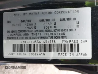 2016 Mazda 6 i Sport with VIN JM1GJ1U53G1451578, listed as a IAAI auction lot 42134810 with 113,144 mi miles and . Bid and sale history available at DreamBid. Image 9.