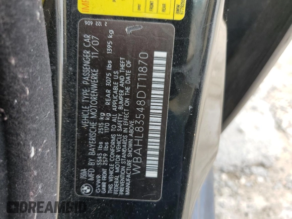 2008 BMW 7 Series 750i with VIN WBAHL83548DT11870, listed as a Copart auction lot 73282444 with Not Provided miles and Salvage Title. Bid and sale history available at DreamBid. Image 15.