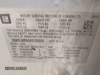 2014 GMC Terrain SLE with VIN 2GKFLWEK9E6125029, listed as a IAAI auction lot 41516666 with 205,510 mi miles. Bid and sale history available at carsss.com. Image 9.