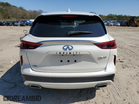 2021 Infiniti QX50 Luxe with VIN 3PCAJ5BB6MF124388, listed as a Copart auction lot 52234565 with 56,213 mi miles and Salvage Title. Bid and sale history available at DreamBid. Image 6.
