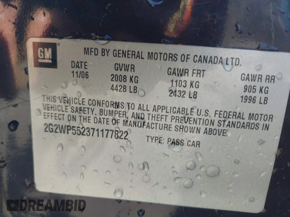 2007 Pontiac Grand Prix z VIN 2G2WP552371177822, wystawiony jako IAAI lot #41802854 z przebiegiem 105 913 mil mil oraz . Historia ofert i sprzedaży dostępna na DreamBid. Obrazek 9.