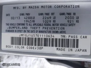 2014 Mazda Mazda6 i Sport with VIN JM1GJ1U57E1110634, listed as a IAAI auction lot 41414096 with NaN miles. Bid and sale history available at carsss.com. Image 9.