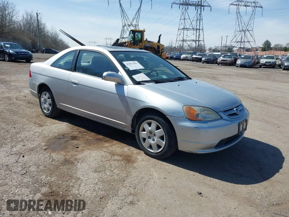 2002 Honda Civic EX with VIN 1HGEM22902L101849, listed as a IAAI auction lot 41817462 with 1 mi miles. Bid and sale history available at carsss.com. Image 1.