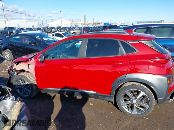 2021 Hyundai Kona Ultimate with VIN KM8K5CA57MU662724, listed as a IAAI auction lot 41919686 with 61,426 mi miles and . Bid and sale history available at carsss.com. Image 15.