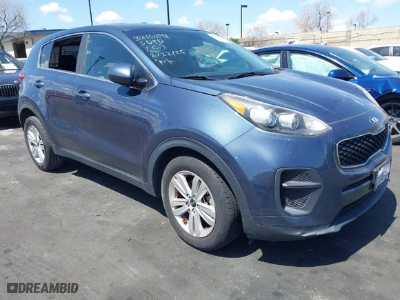 2017 Kia Sportage LX with VIN KNDPM3AC7H7192677, listed as a IAAI auction lot 41949008 with 142,647 mi miles. Bid and sale history available at carsss.com. Image 1.