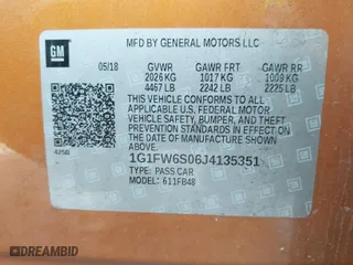 2018 Chevrolet Bolt EV LT with VIN 1G1FW6S06J4135351, listed as a IAAI auction lot 41668227 with 45,533 mi miles. Bid and sale history available at carsss.com. Image 9.