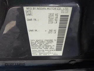 2013 Nissan Altima SV with VIN 1N4AL3AP2DN502449, listed as a IAAI auction lot 42529467 with 145,893 mi miles and . Bid and sale history available at DreamBid. Image 9.