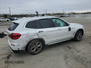 2021 BMW X3 xDrive30i with VIN 5UXTY5C08M9F38091, listed as a Copart auction lot 52566775 with Not Provided miles and Salvage Title. Bid and sale history available at DreamBid. Image 3.