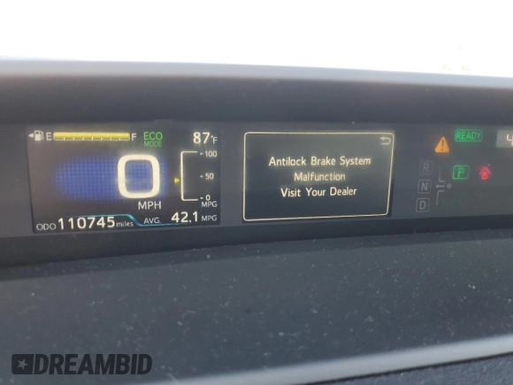 2019 Toyota Prius L Eco z VIN JTDKARFU5K3077176, wystawiony jako Copart lot #57304345 z przebiegiem 110 745 mil mil oraz Szkoda całkowita • Salvage title. Historia ofert i sprzedaży dostępna na DreamBid. Obrazek 9.