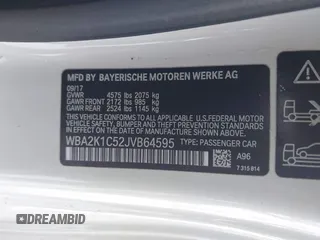2018 BMW 2 Series 230i xDrive with VIN WBA2K1C52JVB64595, listed as a IAAI auction lot 41604748 with 47,461 mi miles and . Bid and sale history available at DreamBid. Image 9.