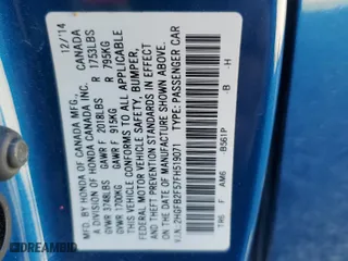 2015 Honda Civic Sedan LX with VIN 2HGFB2F57FH519071, listed as a Copart auction lot 88987135 with 80,397 mi miles and Salvage Title. Bid and sale history available at carsss.com. Image 15.