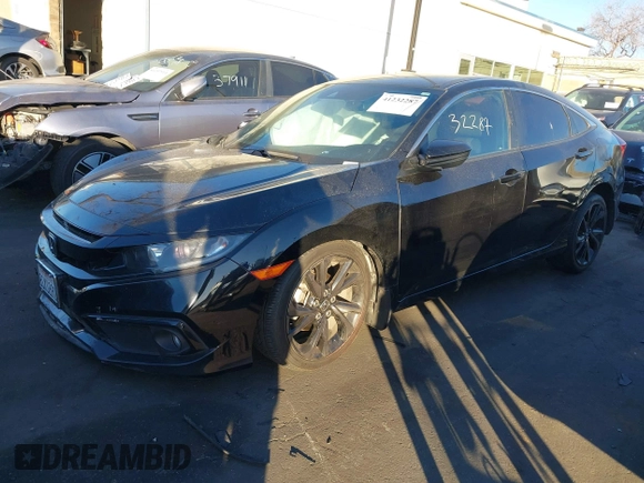 2020 Honda Civic Sedan Sport with VIN 2HGFC2F85LH592247, listed as a IAAI auction lot 41232287 with 77,624 mi miles. Bid and sale history available at carsss.com. Image 18.