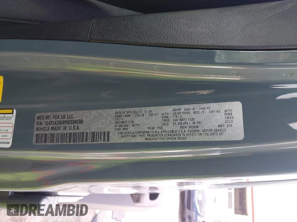 2024 Jeep Wrangler Willys с VIN 1C4PJXDG8RW334590, выставлен на аукционе IAAI как лот 42483813 с пробегом 8 575 миль миль и . История ставок и продаж доступна на DreamBid. Изображение 9.