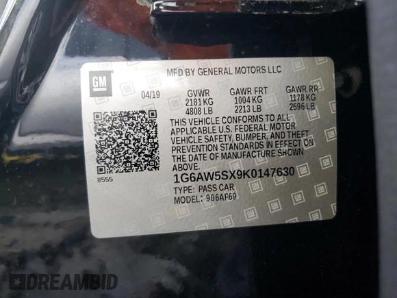 2019 Cadillac CTS AWD z VIN 1G6AW5SX9K0147630, wystawiony jako Copart lot #74014694 z przebiegiem 75 779 mil mil oraz Szkoda całkowita • Salvage title. Historia ofert i sprzedaży dostępna na DreamBid. Obrazek 12.