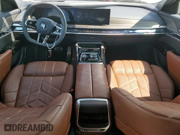 2023 BMW 7 Series 740i with VIN WBA23EH02PCM11374, listed as a Copart auction lot 51749465 with 23,838 mi miles and Non Repairable. Bid and sale history available at DreamBid. Image 8.