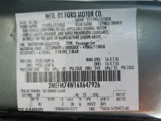 2006 Mercury Grand Marquis GS Convenience z VIN 2MEFM74W16X647926, wystawiony jako Copart lot #48807805 z przebiegiem 151 140 mil mil oraz Szkoda całkowita • Salvage title. Historia ofert i sprzedaży dostępna na DreamBid. Obrazek 13.