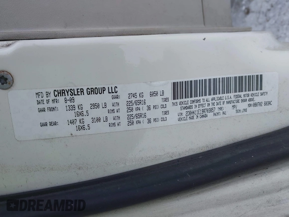2009 Dodge Grand Caravan with VIN 2D8HN11E19R703857, listed as a IAAI auction lot 41195565 with 199,776 mi miles and . Bid and sale history available at DreamBid. Image 9.