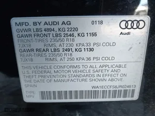 2018 Audi Q3 Premium with VIN WA1ECCFS6JR024513, listed as a IAAI auction lot 40835409 with 102,547 mi miles. Bid and sale history available at carsss.com. Image 9.